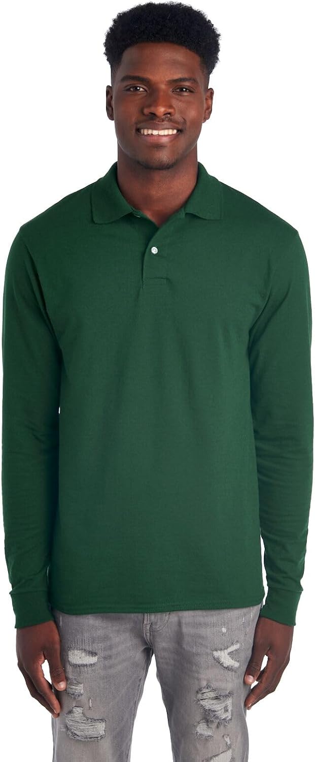 Langarm Herren Poloshirt - Bequemes Freizeitoberteil-Dunkelgrün-S-Luzern Mode