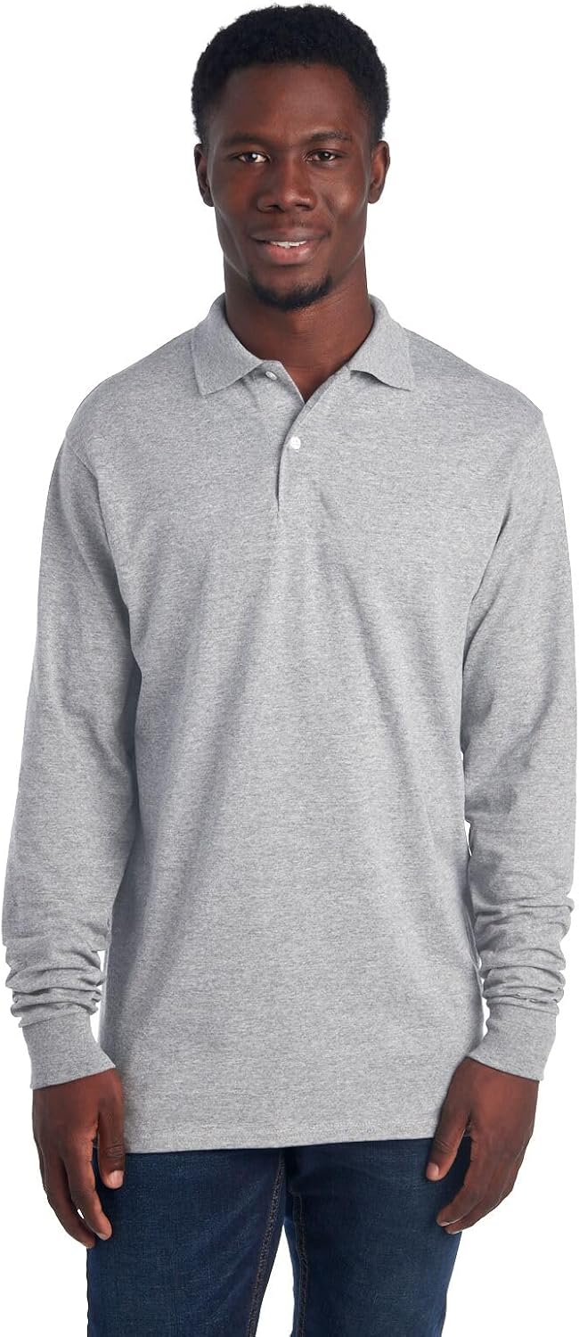 Langarm Herren Poloshirt - Bequemes Freizeitoberteil-Grau-S-Luzern Mode