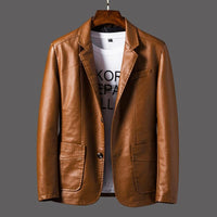 Herren Blazer | Lammleder | Einfarbig | Zwei Knopf Frontverschluss-Braun-S-Luzern Mode