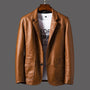 Herren Blazer | Lammleder | Einfarbig | Zwei Knopf Frontverschluss-Braun-S-Luzern Mode
