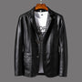Herren Blazer | Lammleder | Einfarbig | Zwei Knopf Frontverschluss-Schwarz-S-Luzern Mode