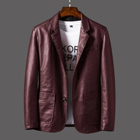 Herren Blazer | Lammleder | Einfarbig | Zwei Knopf Frontverschluss-Weinrot-S-Luzern Mode