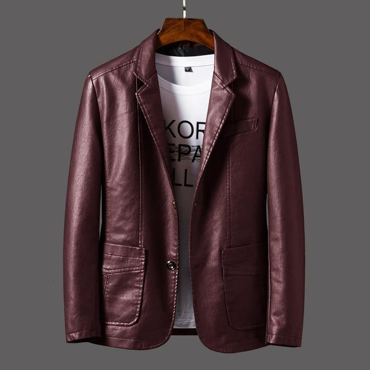 Herren Blazer | Lammleder | Einfarbig | Zwei Knopf Frontverschluss-Weinrot-S-Luzern Mode