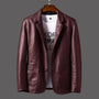 Herren Blazer | Lammleder | Einfarbig | Zwei Knopf Frontverschluss-Weinrot-S-Luzern Mode