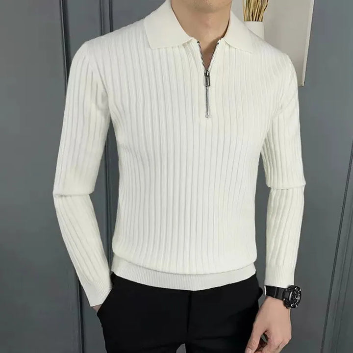 Damen Strickjacke mit Reißverschluss und Kragen, dreifarbig-Luzern Mode