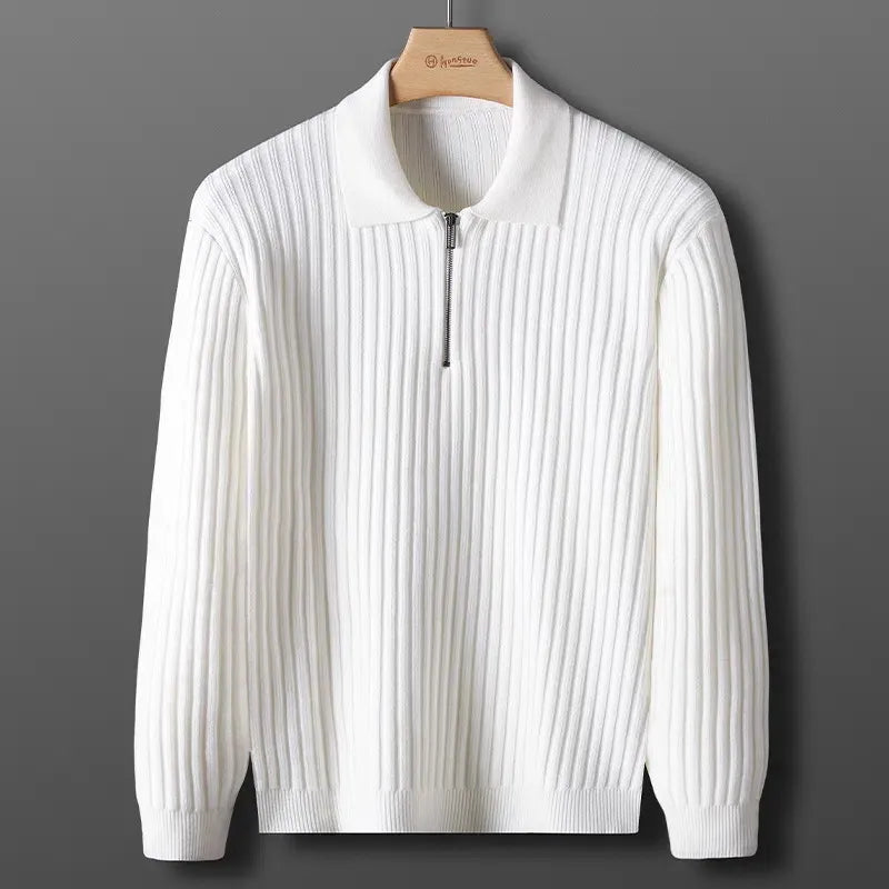 Damen Strickjacke mit Reißverschluss und Kragen, dreifarbig-Luzern Mode