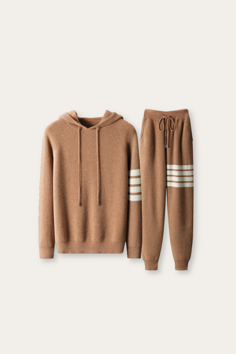 Herren Merinowolle Jogginganzug | Weich | 2-teilig | Hellbraun | Lange Ärmeln-XS-Luzern Mode