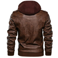 Herren Motorradjacke | Kunstleder | Vegan | Winddicht | Fleece | Kapuze-Luzern Mode