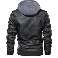 Herren Motorradjacke | Kunstleder | Vegan | Winddicht | Fleece | Kapuze-Luzern Mode