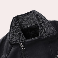Herren Lederjacke mit Reißverschluss und Stehkragen-Luzern Mode