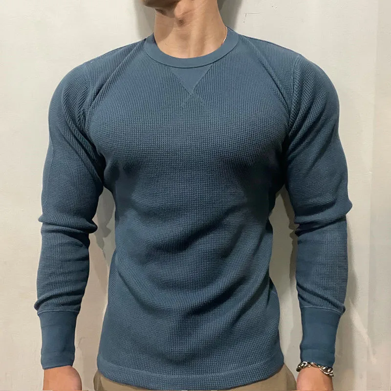 Herren Langarmshirt Slim Fit - Bequemes Freizeitoberteil-Blau-S-Luzern Mode