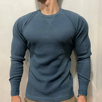 Herren Langarmshirt Slim Fit - Bequemes Freizeitoberteil-Blau-S-Luzern Mode