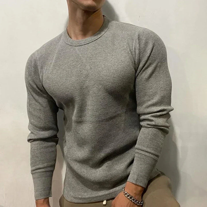 Herren Langarmshirt Slim Fit - Bequemes Freizeitoberteil-Grau-S-Luzern Mode