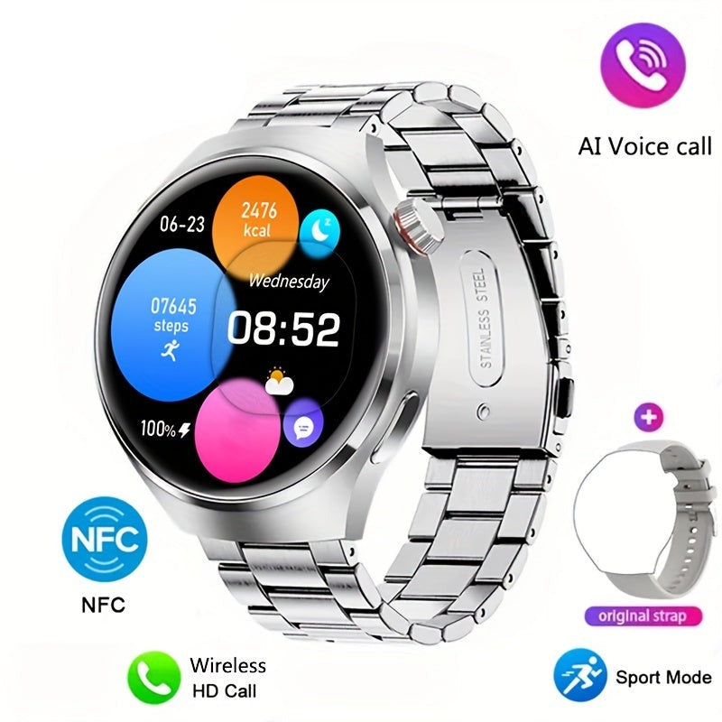 Herren Smartwatch | NFC Vielseitig Komfortabel Stilvoll Touchscreen-Matt Silber-Luzern Mode