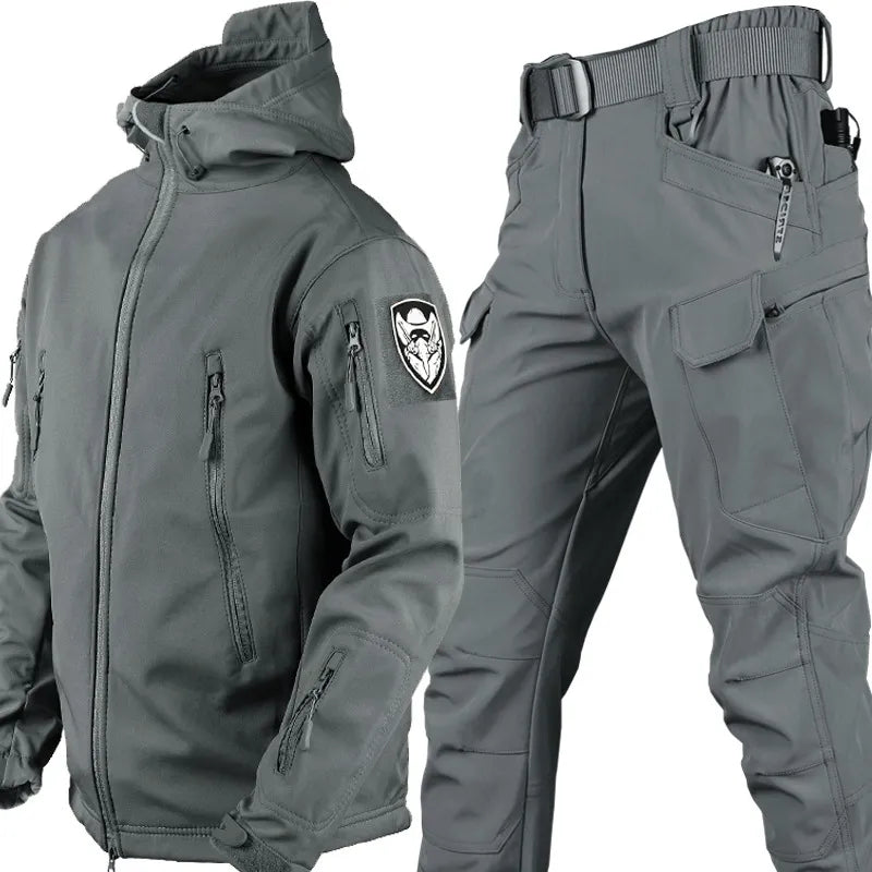 Taktische Outdoor-Jacke und Hose Set für Herren Camping-Grau-2XS-Luzern Mode