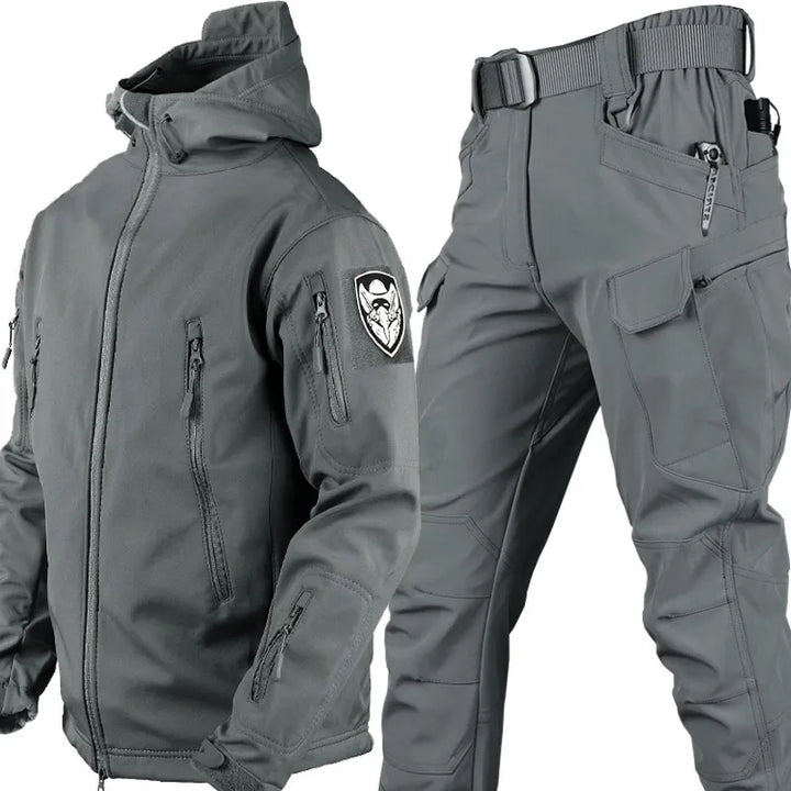 Taktische Outdoor-Jacke und Hose Set für Herren Camping-Grau-2XS-Luzern Mode