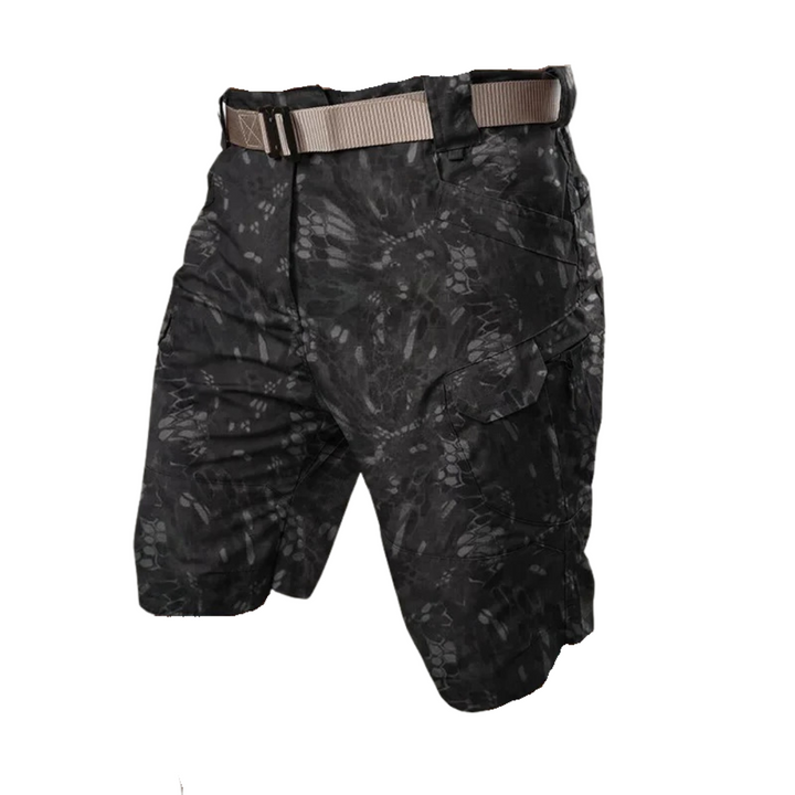 Herren Outdoor Shorts Stretch | Cargo mit 6 Taschen | Atmungsaktiv & schnell trocken-Schwarz-S-Luzern Mode