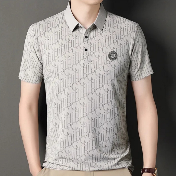 Luxuriöser Designerstoff mit Monogramm-Muster für Modeprojekte-Beige-S-Luzern Mode
