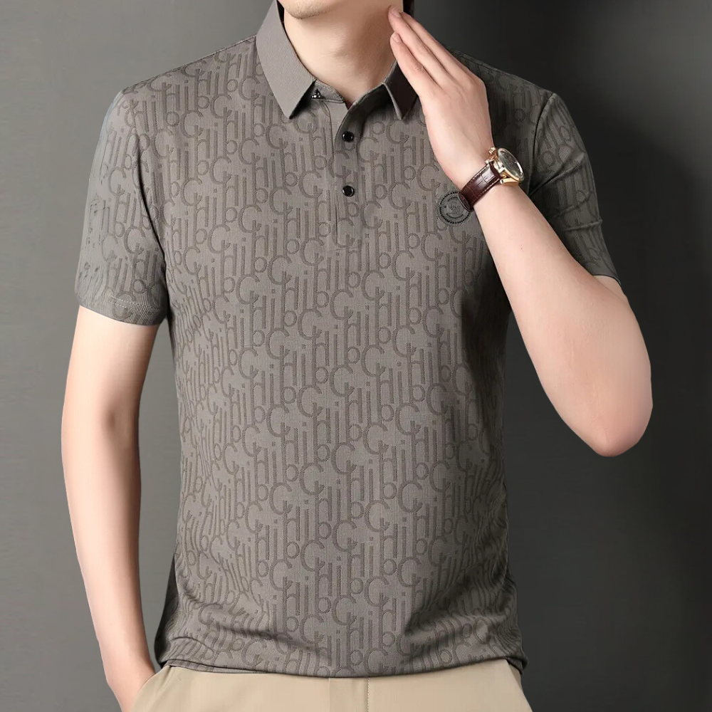 Luxuriöser Designerstoff mit Monogramm-Muster für Modeprojekte-Grau-S-Luzern Mode