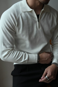 Herren Strickpullover mit Reißverschluss für Herbst/Winter-Weiß-S-Luzern Mode