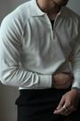 Herren Strickpullover mit Reißverschluss für Herbst/Winter-Weiß-S-Luzern Mode