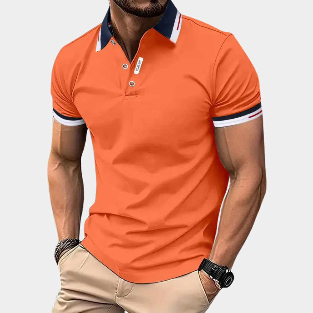 Herren Polohemd mit Kontrastkragen - Sportlich Elegant-S-Luzern Mode