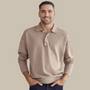 Herren Polohemd Langarm - Elegantes Freizeitshirt-Beige-S-Luzern Mode