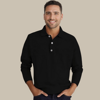 Herren Polohemd Langarm - Elegantes Freizeitshirt-Schwarz-S-Luzern Mode
