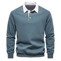 Herren Polo Sweatshirt Herbstmode Baumwolle Langarm-Grün-S-Luzern Mode