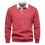 Herren Polo Sweatshirt Herbstmode Baumwolle Langarm-Rot-S-Luzern Mode