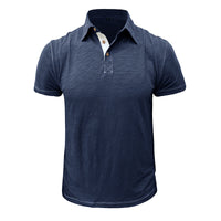 Herren-Poloshirt | Baumwolle | Kurze Ärmel | Kragen | Knopfleiste -Dunkelblau-S-Luzern Mode