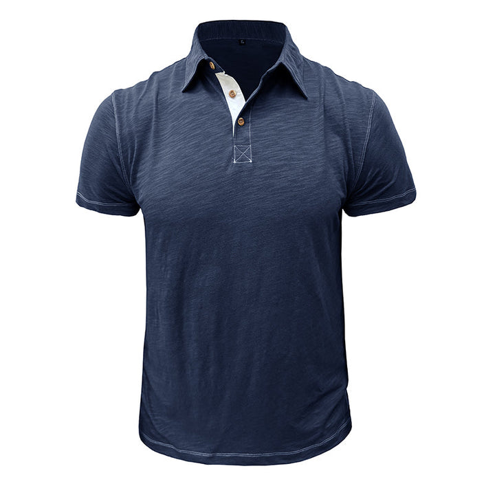 Herren-Poloshirt | Baumwolle | Kurze Ärmel | Kragen | Knopfleiste -Dunkelblau-S-Luzern Mode