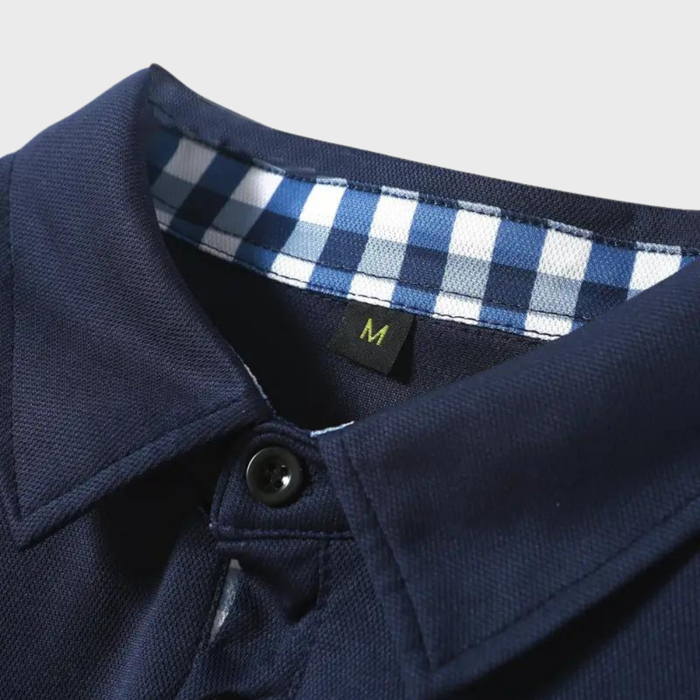 Herren Langarm Poloshirt mit Karomuster Kragen Design-Luzern Mode