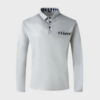 Herren Langarm Poloshirt mit Karomuster Kragen Design-Luzern Mode