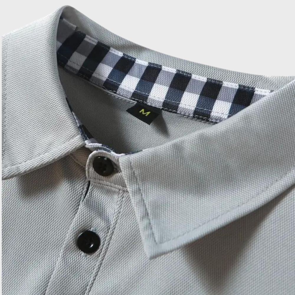 Herren Langarm Poloshirt mit Karomuster Kragen Design-Luzern Mode