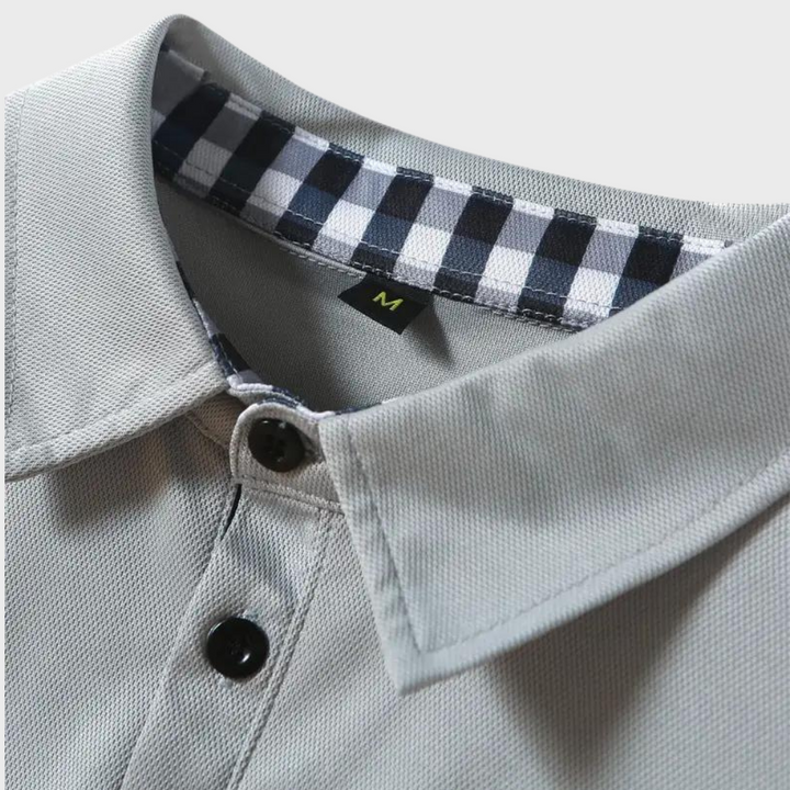 Herren Langarm Poloshirt mit Karomuster Kragen Design-Luzern Mode