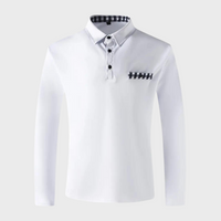 Herren Langarm Poloshirt mit Karomuster Kragen Design-Luzern Mode