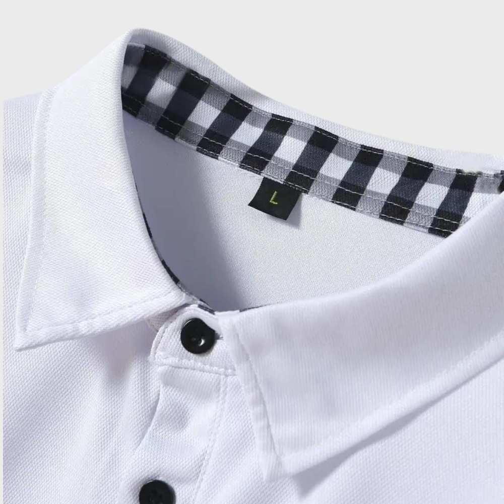 Herren Langarm Poloshirt mit Karomuster Kragen Design-Luzern Mode