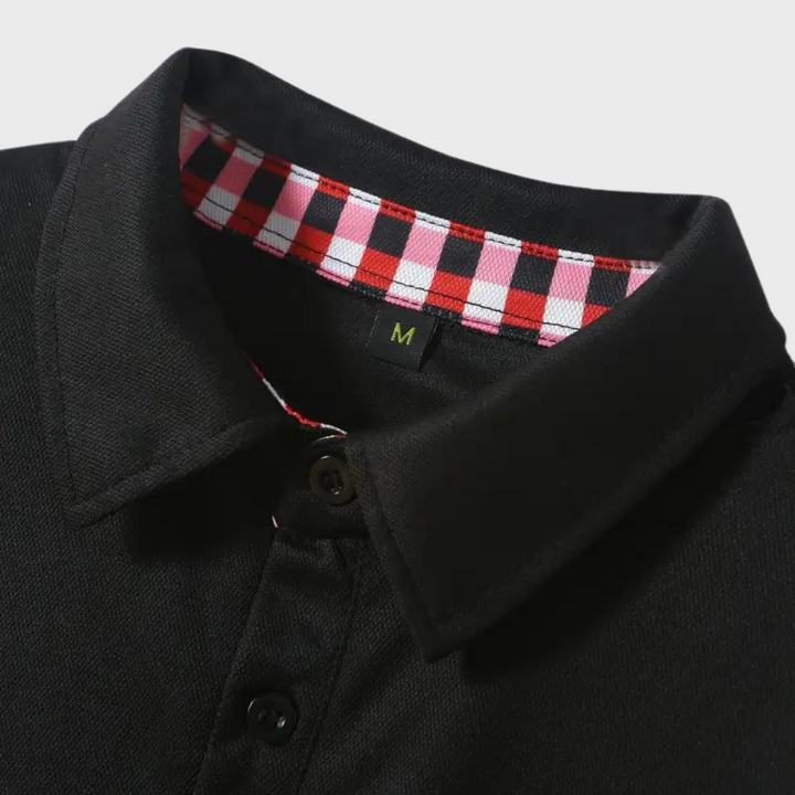 Herren Langarm Poloshirt mit Karomuster Kragen Design-Luzern Mode