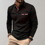 Herren Langarm Poloshirt mit Karomuster Kragen Design-Schwarz-S-Luzern Mode