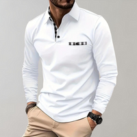 Herren Langarm Poloshirt mit Karomuster Kragen Design-Weiß-S-Luzern Mode