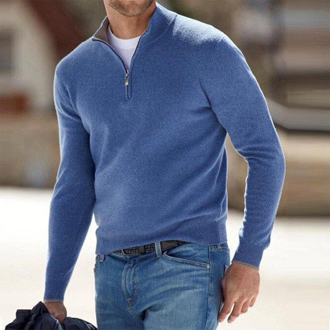 Herrenpullover mit Reißverschluss - Stilvoll und Bequem-Blau-S-Luzern Mode