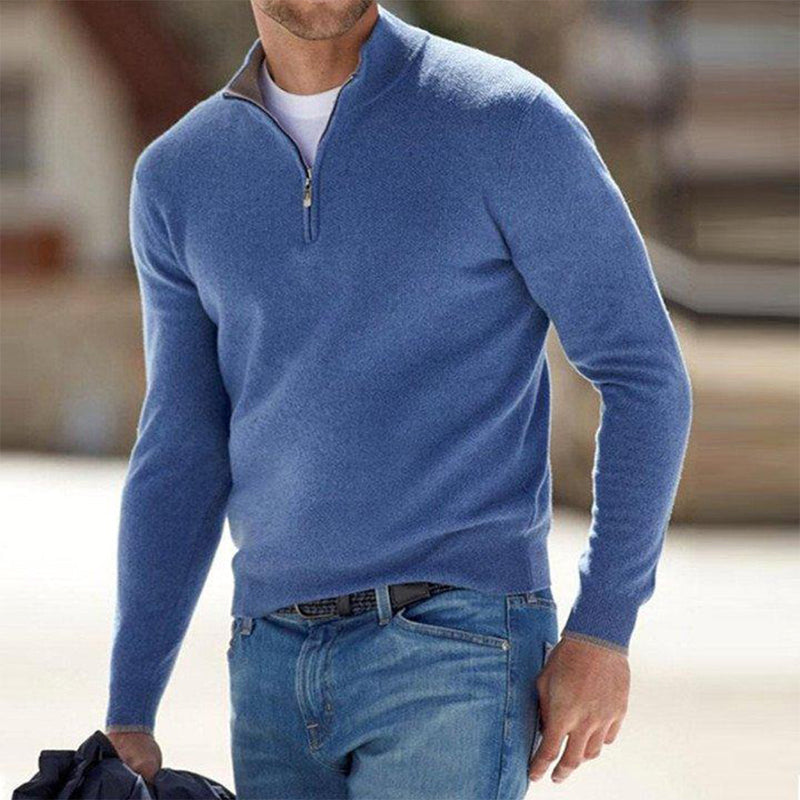 Herrenpullover mit Reißverschluss - Stilvoll und Bequem-Blau-S-Luzern Mode
