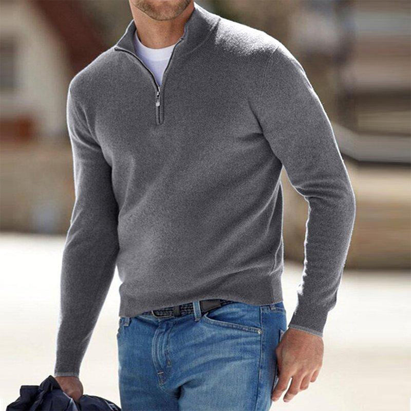 Herrenpullover mit Reißverschluss - Stilvoll und Bequem-Grau-S-Luzern Mode