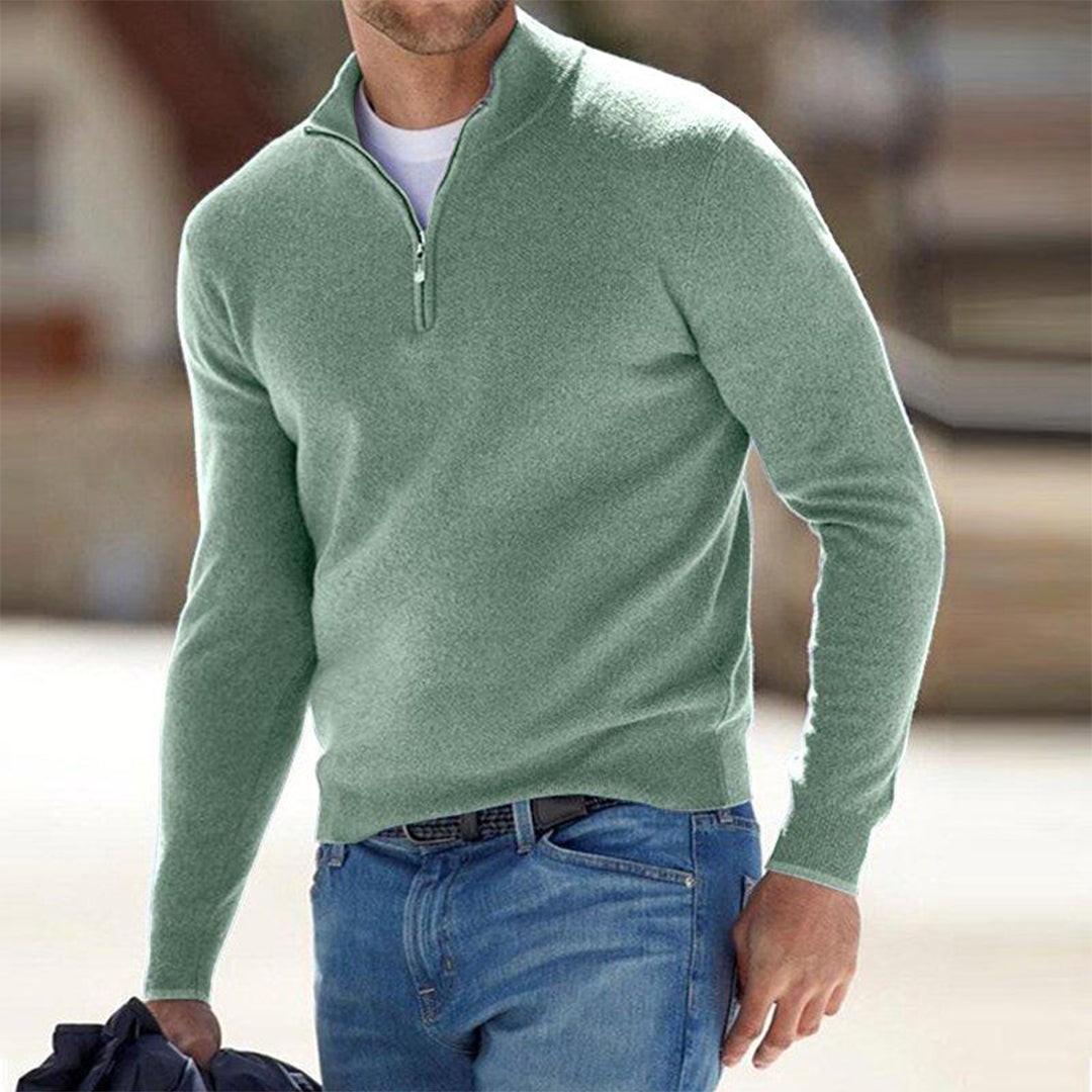 Herrenpullover mit Reißverschluss - Stilvoll und Bequem-Grün-S-Luzern Mode