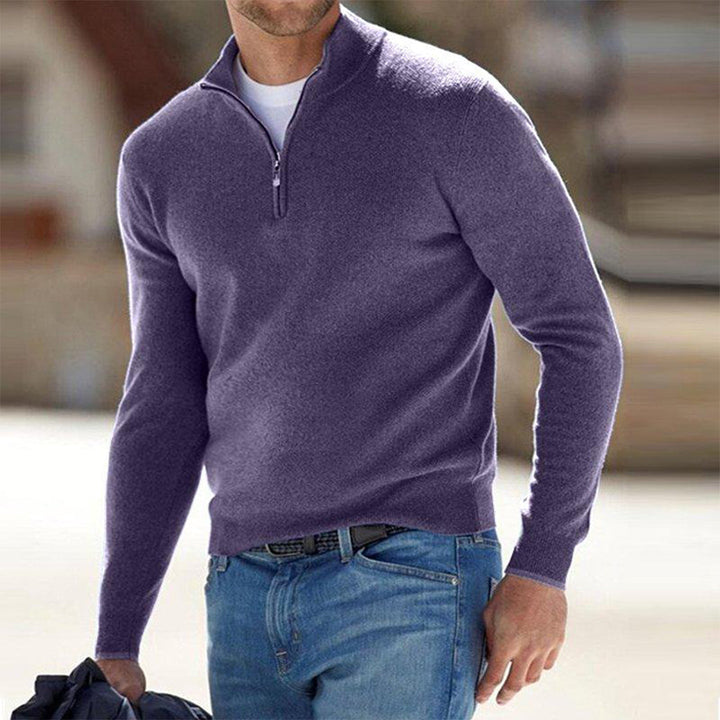 Herrenpullover mit Reißverschluss - Stilvoll und Bequem-Lila-S-Luzern Mode