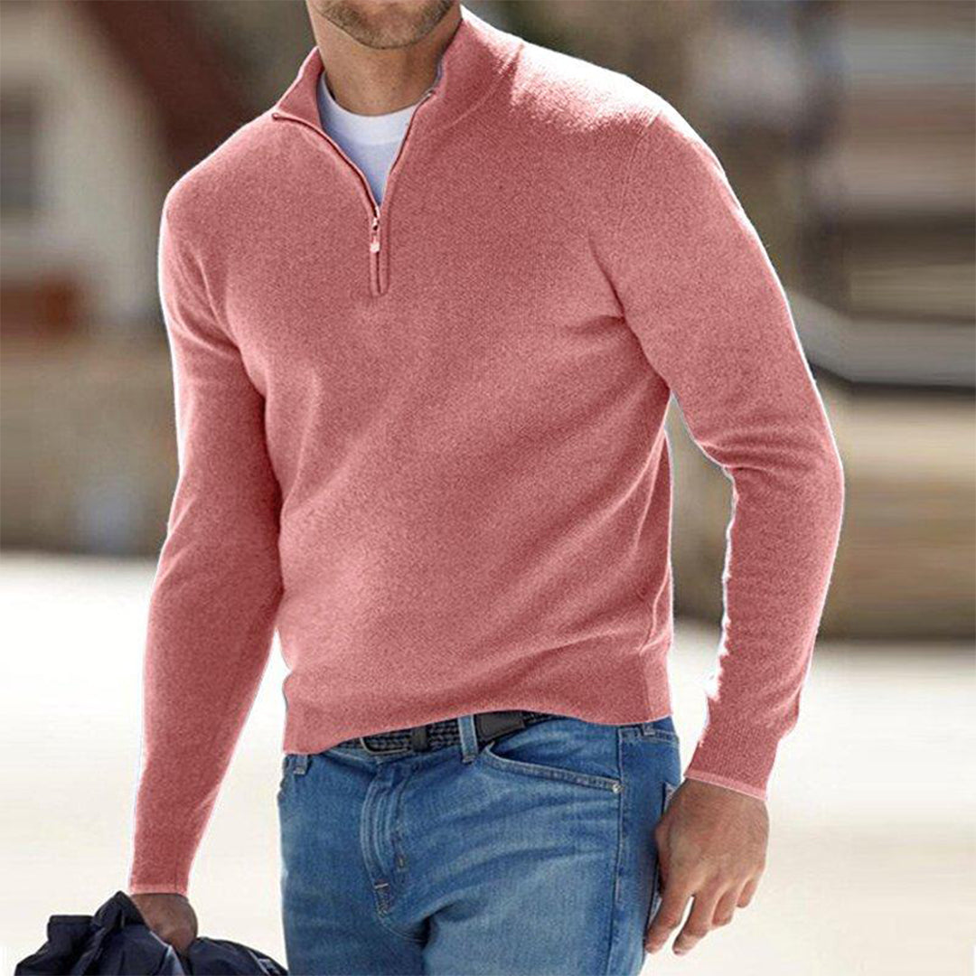 Herrenpullover mit Reißverschluss - Stilvoll und Bequem-Rosa-S-Luzern Mode