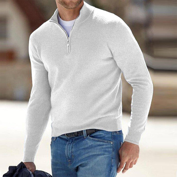 Herrenpullover mit Reißverschluss - Stilvoll und Bequem-Weiß-S-Luzern Mode