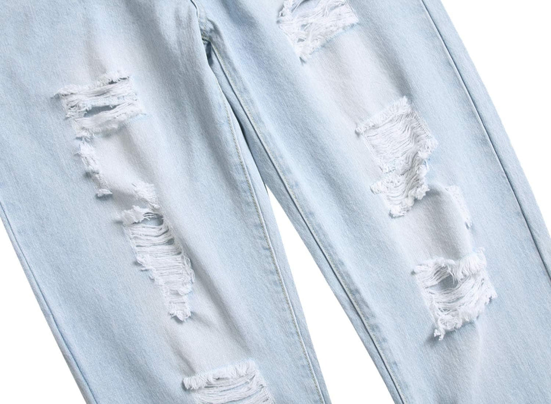 Herren Jeans mit Rissen - Lässige Mode Denim Hose-Luzern Mode