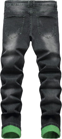 Herren Jeans mit Rissen - Lässige Mode Denim Hose-Luzern Mode
